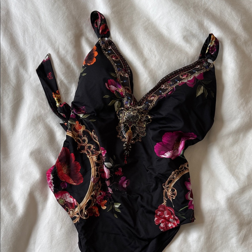 Camilla Black Floral One Piece Swimsuit